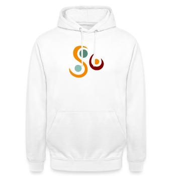 Yoga design_5 - Sweat-shirt à capuche unisexe - blanc - Devant - AI Model Male 185 dark (185cm) & AI Model Female 172 dark (172cm)