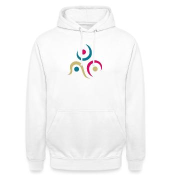 Yoga design_9 - Sweat-shirt à capuche unisexe - blanc - Devant - AI Model Male 185 dark (185cm) & AI Model Female 172 dark (172cm)