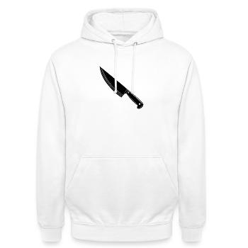 Kochmesser - Unisex Hoodie - Weiß - Vorne - AI Model Male 185 dark (185cm) & AI Model Female 172 dark (172cm)