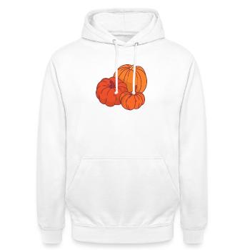 Cartoon-Stil Kürbisse - Unisex Hoodie - Weiß - Vorne - AI Model Male 185 dark (185cm) & AI Model Female 172 dark (172cm)