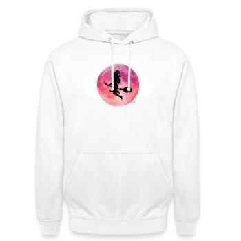 Rosa Mond Nachtflug-Silhouette - Unisex Hoodie - Weiß - Vorne - AI Model Male 185 dark (185cm) & AI Model Female 172 dark (172cm)