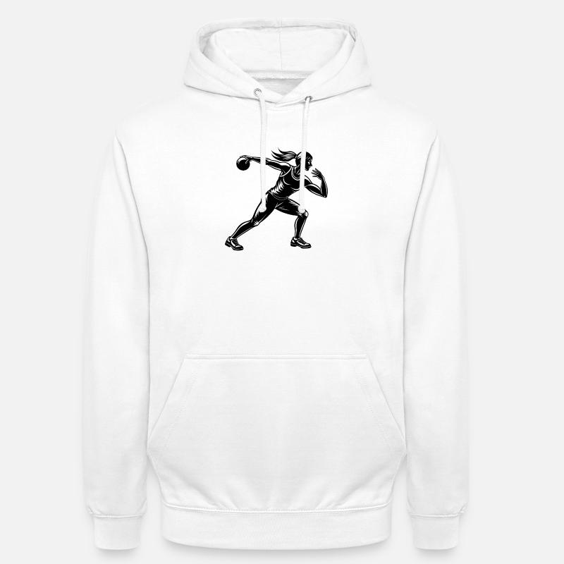 Fille lanceuse du poids pour l’athlétisme - Sweat-shirt à capuche unisexe - blanc