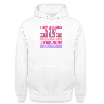 Wechseljahre Perimenopause Hitze - Unisex Hoodie - Weiß - Vorne - AI Model Male 185 dark (185cm) & AI Model Female 172 dark (172cm)