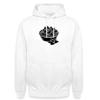 Chips und Dip-Nachos - Unisex Hoodie - Weiß - Vorne - AI Model Male 185 dark (185cm) & AI Model Female 172 dark (172cm)