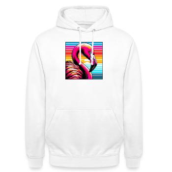 Flamingo - Unisex Hoodie - Weiß - Vorne - AI Model Male 185 dark (185cm) & AI Model Female 172 dark (172cm)