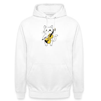 Cute Cat Playing Cello Chat - Sweat-shirt à capuche unisexe - blanc - Devant - AI Model Male 185 dark (185cm) & AI Model Female 172 dark (172cm)