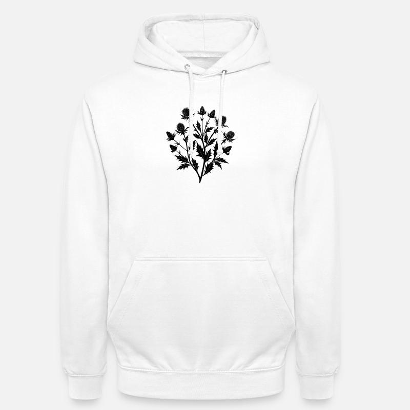 Bouquet de branche de chardon écossais - Sweat-shirt à capuche unisexe - blanc