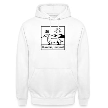 dackel hummel hummel - Unisex Hoodie - Weiß - Vorne - AI Model Male 185 dark (185cm) & AI Model Female 172 dark (172cm)