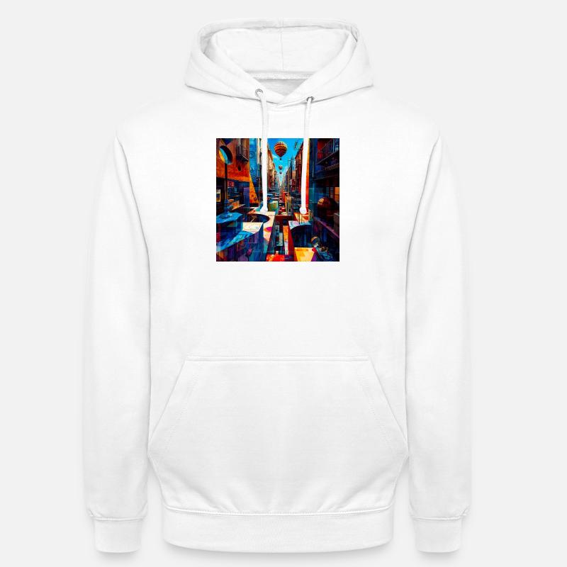 Buntes Straßenlabyrinth mit Luftballons - Unisex Hoodie - Weiß