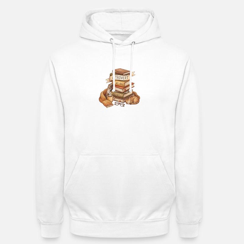 Introvert Book Lover Stack - Unisex Hoodie - white