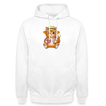 Süßes Katzen-Weihnachts-T-Shirt – Kawaii Sommerdesign - Unisex Hoodie - Weiß - Vorne - AI Model Male 185 dark (185cm) & AI Model Female 172 dark (172cm)