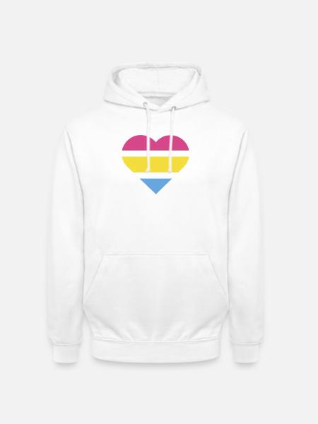 Pride Flag Heart · Pansexual - Unisex Hoodie - white