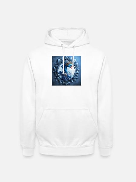 Blue Phoenix Crest in Frame - Unisex Hoodie - white