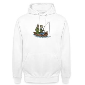 humor fishing Fish Fisherman - Unisex Hoodie - white - Front - AI Model Male 185 dark (185cm) & AI Model Female 172 dark (172cm)