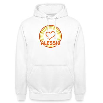 Herz im Regenbogenkreis Alessio - Unisex Hoodie - Weiß - Vorne - AI Model Male 185 dark (185cm) & AI Model Female 172 dark (172cm)