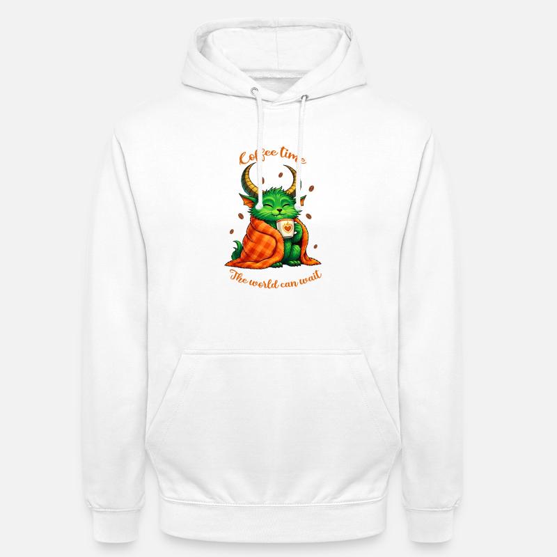 Kaffeezeit – Ein kleines Kaffeemonster - Unisex Hoodie - Weiß