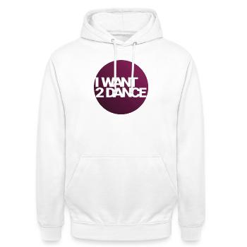 I Want 2 Dance – Kreisdesign - Unisex Hoodie - Weiß - Vorne - AI Model Male 185 dark (185cm) & AI Model Female 172 dark (172cm)