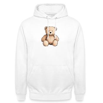 Teddybär, Teddybär, Stofftier - Unisex Hoodie - Weiß - Vorne - AI Model Male 185 dark (185cm) & AI Model Female 172 dark (172cm)
