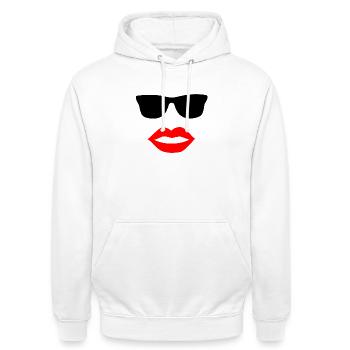 Lunettes de soleil - Sweat-shirt à capuche unisexe - blanc - Devant - AI Model Male 185 dark (185cm) & AI Model Female 172 dark (172cm)