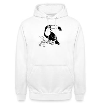 Toukan Bird - Sweat-shirt à capuche unisexe - blanc - Devant - AI Model Male 185 dark (185cm) & AI Model Female 172 dark (172cm)