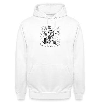 Punk Cherub mit E-Gitarre - Unisex Hoodie - Weiß - Vorne - AI Model Male 185 dark (185cm) & AI Model Female 172 dark (172cm)