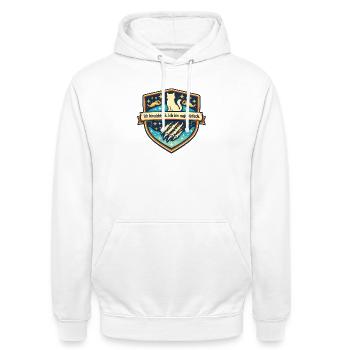 Majestätisches Katzenstern Abzeichen - Unisex Hoodie - Weiß - Vorne - AI Model Male 185 dark (185cm) & AI Model Female 172 dark (172cm)