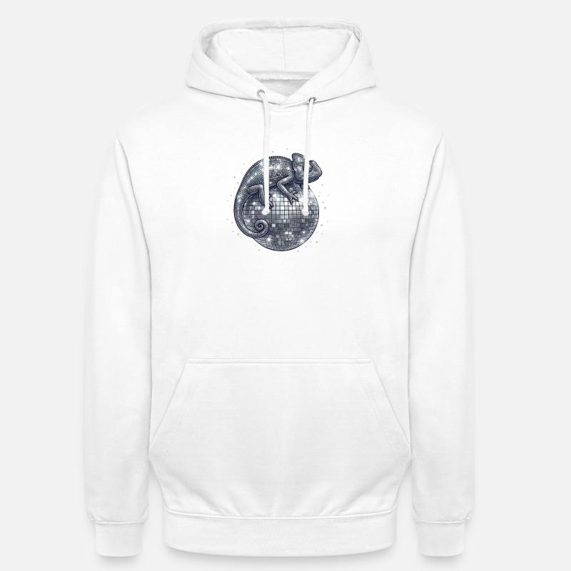 Caméléon sur la boule disco - Sweat-shirt à capuche unisexe - blanc