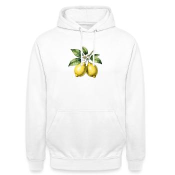 Botanical Lemon Trees Watercolor - Unisex Hoodie - white - Front - AI Model Male 185 dark (185cm) & AI Model Female 172 dark (172cm)