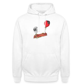 SCHWEBEN - Unisex Hoodie - Weiß - Vorne - AI Model Male 185 dark (185cm) & AI Model Female 172 dark (172cm)