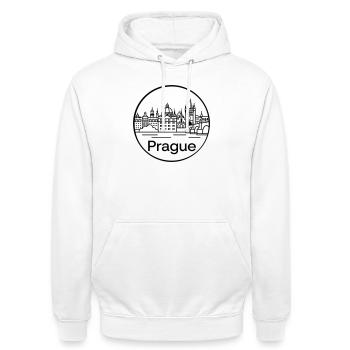 Prag - Unisex Hoodie - Weiß - Vorne - AI Model Male 185 dark (185cm) & AI Model Female 172 dark (172cm)