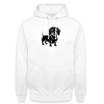 Dachshund Dog - Unisex Hoodie - white - Front - AI Model Male 185 dark (185cm) & AI Model Female 172 dark (172cm)