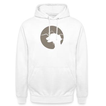 Lévrier arabe - silhouette de saluki en cercle - Sweat-shirt à capuche unisexe - blanc - Devant - AI Model Male 185 dark (185cm) & AI Model Female 172 dark (172cm)