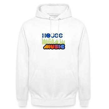 House-Musik - Unisex Hoodie - Weiß - Vorne - AI Model Male 185 dark (185cm) & AI Model Female 172 dark (172cm)