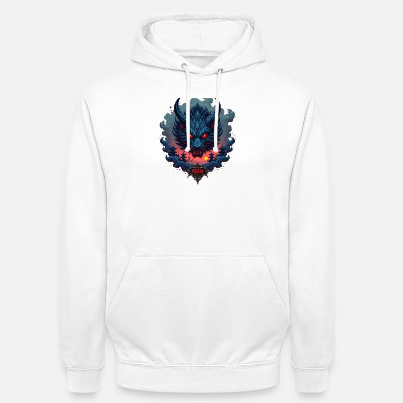 Shadow Oni – Japanischer Dämonenwolf - Unisex Hoodie - Weiß
