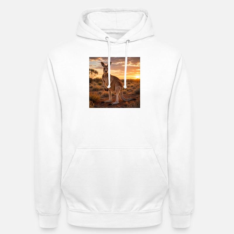 Kangaroo at sunset - Unisex Hoodie - white
