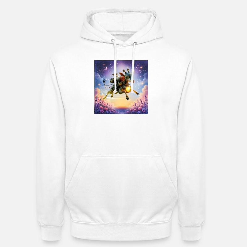 Rocket giraffe with heart - Unisex Hoodie - white