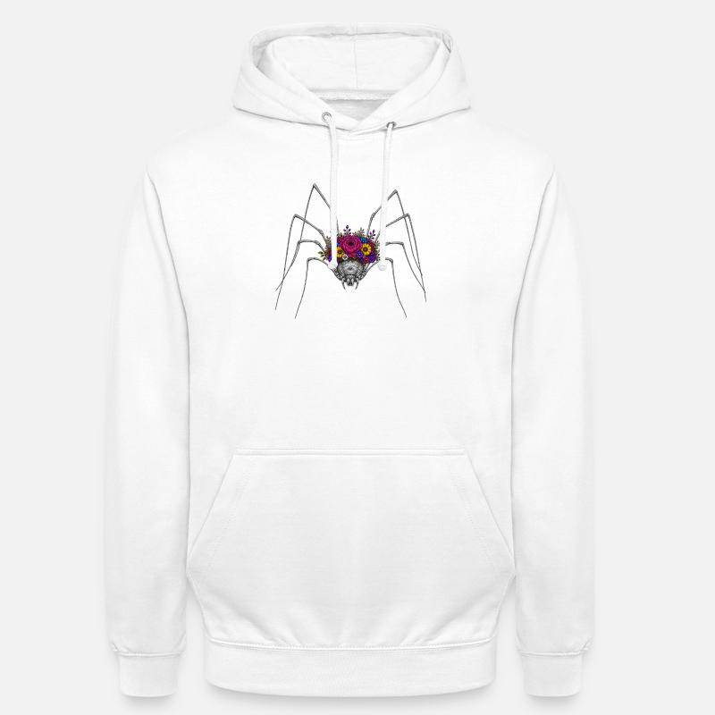 Couronne d’araignée en fleurs - Sweat-shirt à capuche unisexe - blanc
