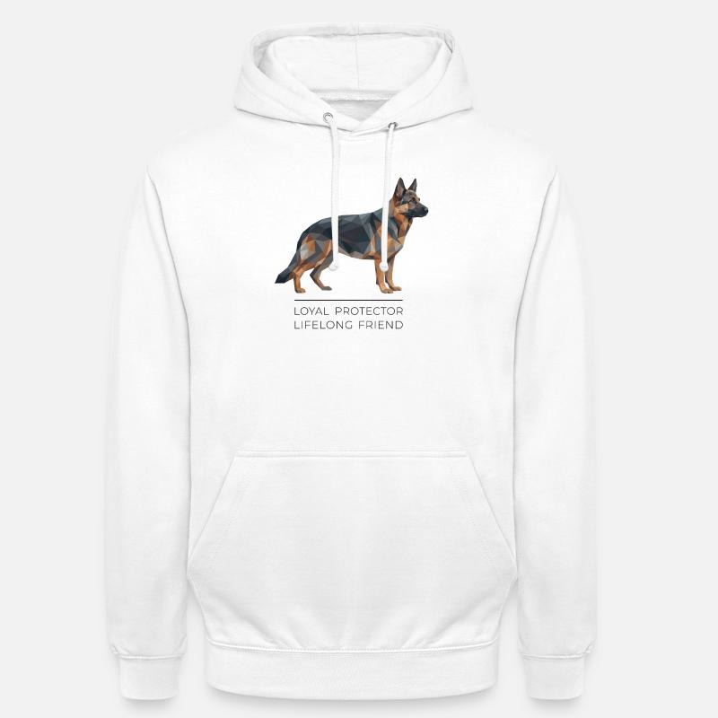 German Shepherd Low-Poly - Loyal, brave, true - Unisex Hoodie - Weiß