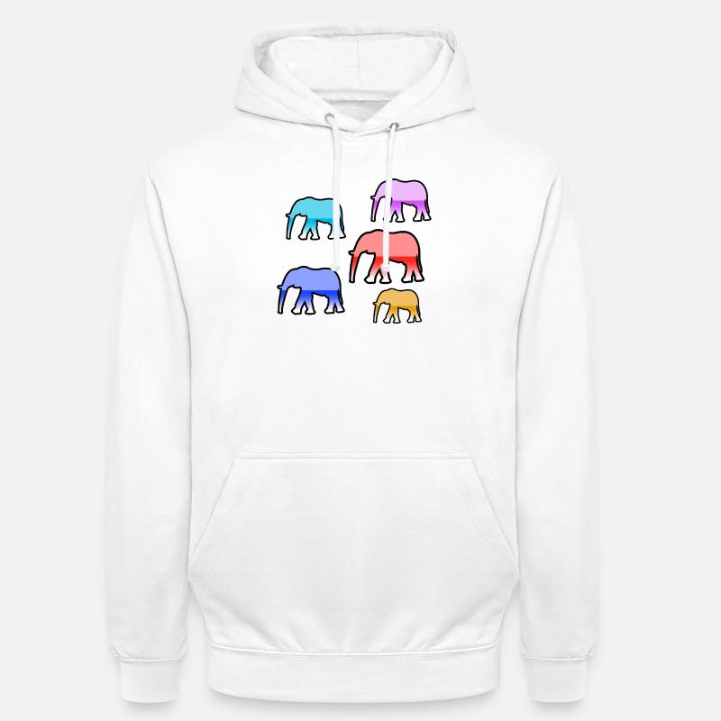Éléphants - Sweat-shirt à capuche unisexe - blanc