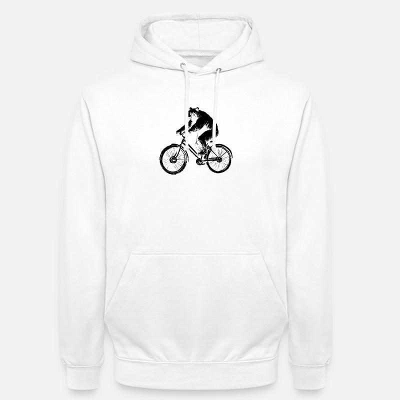 Bicycle Bear - Sweat-shirt à capuche unisexe - blanc