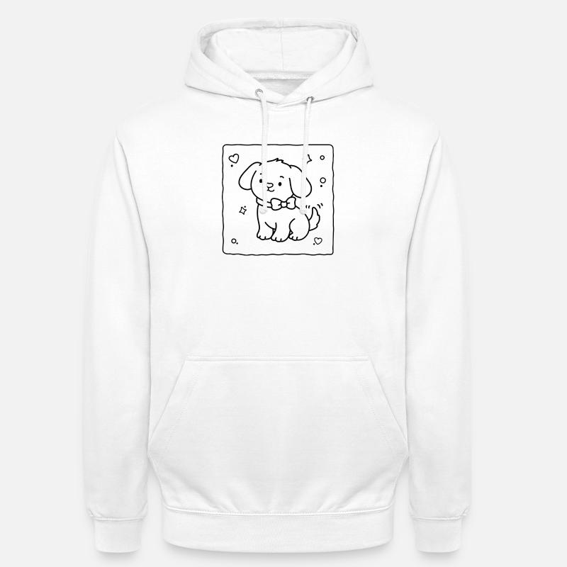 Petit chiot mignon | Lulu Lotus - Sweat-shirt à capuche unisexe - blanc