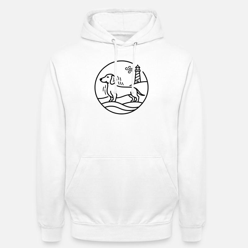 Teckel au lac - Sweat-shirt à capuche unisexe - blanc