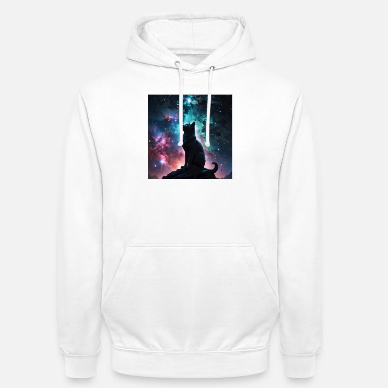Chat Cosmique - Sweat-shirt à capuche unisexe - blanc