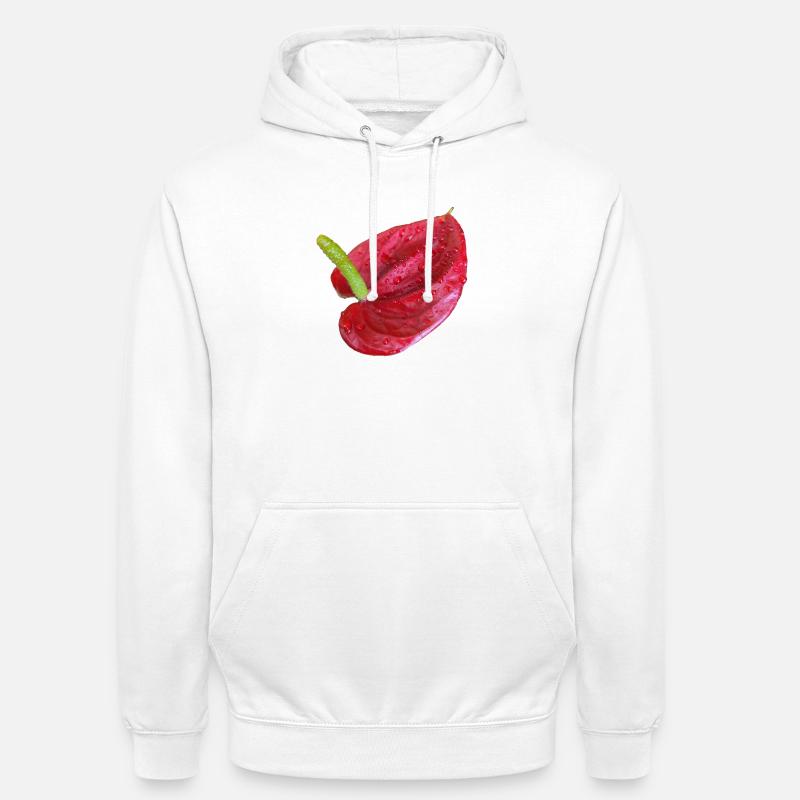 Vibrant_Red_Anthurium_Flower - Sweat-shirt à capuche unisexe - blanc