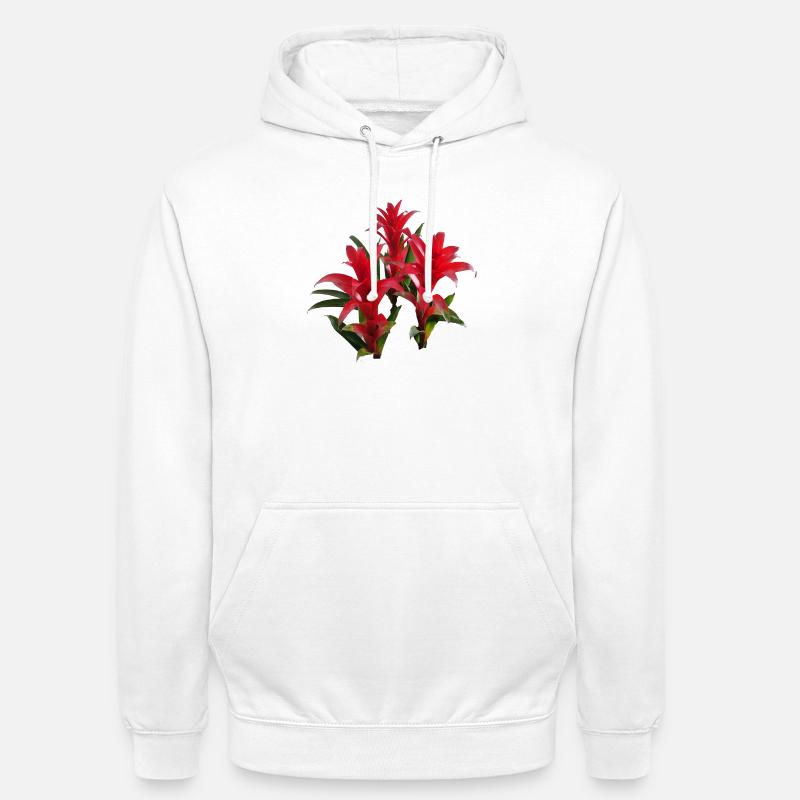 Vibrant_Red_Bromeliads - Sweat-shirt à capuche unisexe - blanc