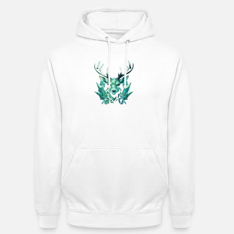 Cerf de cristal géométrique - Sweat-shirt à capuche unisexe - blanc