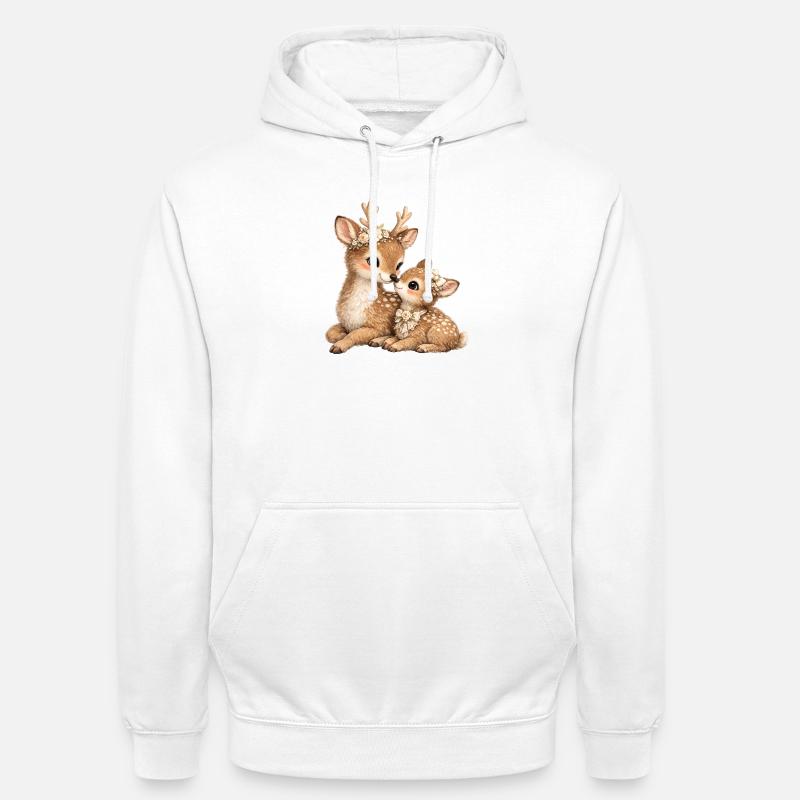 Maman Cerf et son bébé - Sweat-shirt à capuche unisexe - blanc