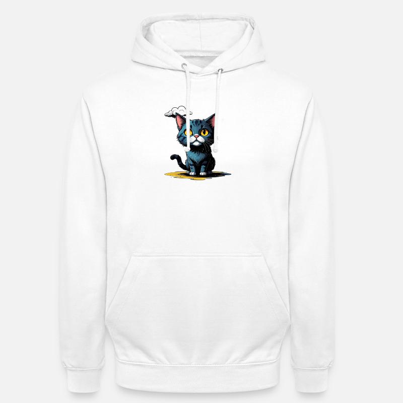 Cat under a rain cloud - Unisex Hoodie - white