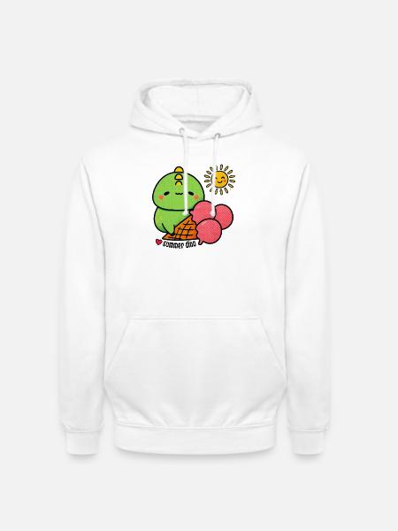 Sommer-Dino mit Eiswaffel - Unisex Hoodie - Weiß