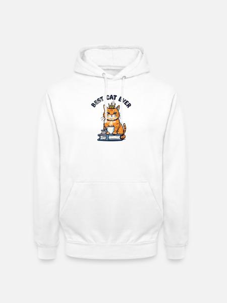 Royal cat with crown and cup - Unisex Hoodie - white